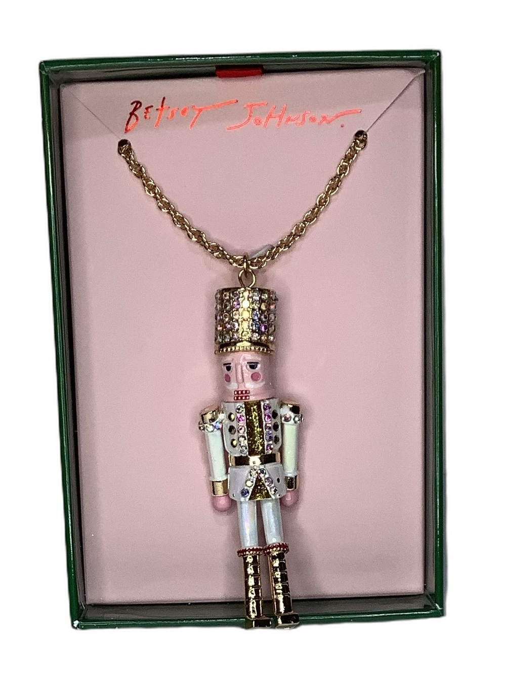 Betsey Johnson White Nutcracker Holiday Long Pendant Necklace New
